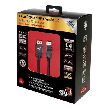Imagem de Cabo Displayport 1.4v 8k Uhdtv 2 Metros Dp1420 Elg
