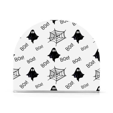 Imagem de Qilmy Porta-guardanapos de acrílico Halloween Ghosts, suporte de guardanapo de coquetel de plástico transparente para mesas de restaurante de cozinha, 2 peças