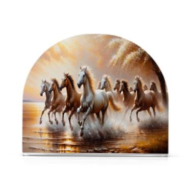 Imagem de JUZIHAI Cavalos porta-guardanapos galopantes para mesa dispensador de guardanapo de acrílico para mesa suporte de lenços independente para cozinha sala de jantar bar festa decoração de casa
