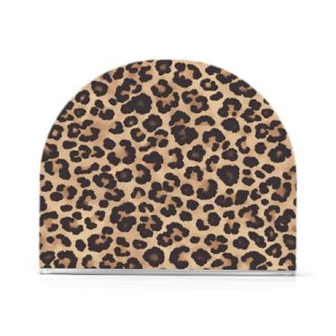 Imagem de Qilmy Porta-guardanapos acrílico com estampa de leopardo claro, suporte de lenços de mesa independente, dispensador de papel de coquetel para cozinha, jantar, restaurante, bar, decoração, 1 pacote
