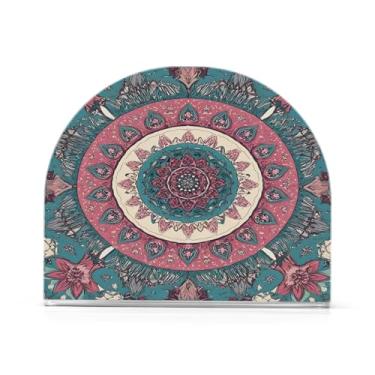 Imagem de JUZIHAI Ornamento étnico textura porta-guardanapos para mesa dispensador de guardanapo em pé acrílico suporte de lenços de mesa independente para cozinha sala de jantar bar festa decoração de casa