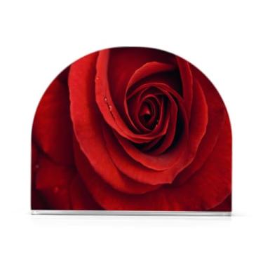 Imagem de Qilmy Porta-guardanapos de acrílico grande rosa vermelha, suporte de guardanapo de coquetel de plástico transparente para mesas de restaurante de cozinha, 1 peça