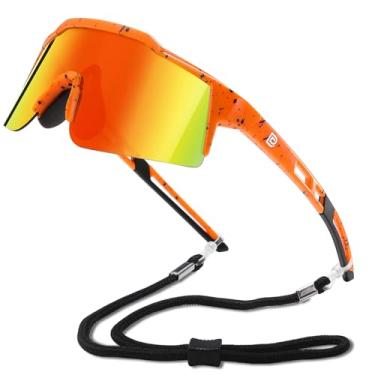 Imagem de DUCO Óculos de sol infantis de beisebol juvenil para meninos e meninas, softball, esportes, proteção UV DK326, Armação laranja, azul, pontos, lente laranja, common