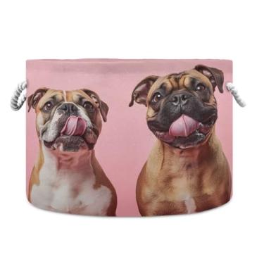 Imagem de JUZIHAI Cesta de armazenamento dobrável para cães, cesto de roupa suja para bebê, cobertor com alças de corda de algodão, caixa de brinquedos dobrável, organizador de armário para quarto, berçário