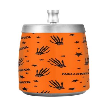 Imagem de Qilmy Cinzeiro de aço inoxidável com tampa - Cinzeiro de cigarro à prova de vento sem cheiro sem fumaça para casa, escritório, carro, pátio, varanda (uso interno e externo)