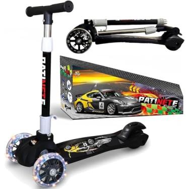 Imagem de Patinete Infantil 3 Rodas com Luzes LED Freio Reforçado Scooter Criança 3+ Anos Preto