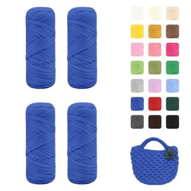 Imagem de Maxee Pacote com 4 fios de camiseta premium (200 g/75 m cada), fio de fita macia para crochê e tricô - cor intensiva e fácil de cuidar