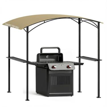 Imagem de Iheqard Toldo para churrasqueira de 3 m x 3 m, armação de metal, resistente à água, proteção UV, abrigo retangular para churrasqueira para quintal, pátio, jardim (Cáqui)