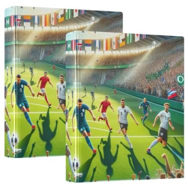 Imagem de Pastas de fichário para campeonato europeu de futebol americano, três argolas com pasta de arquivo de prancheta de perfil para material escolar e de escritório, pacote com 2