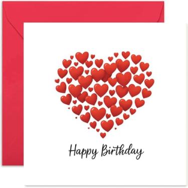 Imagem de Cartão de aniversário de coração vermelho elegante para pessoa especial, marido, esposa, parceiro, namorado, namorada - lindo design de amor - quadrado, em branco por dentro com envelope premium