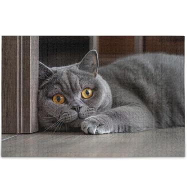 Imagem de Quebra-cabeça para adultos com estampa de gato de pelo curto britânico, 500 peças, engraçado, presentes tecnológicos, paisagem, quebra-cabeça personalizado, brinquedo artístico, 52 x 37,8 cm