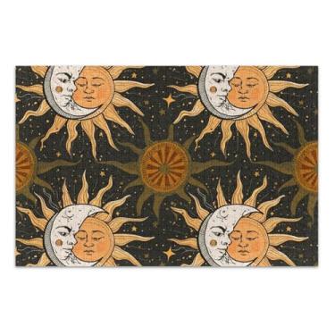 Imagem de Quebra-cabeça adulto 1000 peças família amantes presentes rígido grande quebra-cabeça animal arte impressão solar místico sol lua preto, 75 x 19,7 centímetros