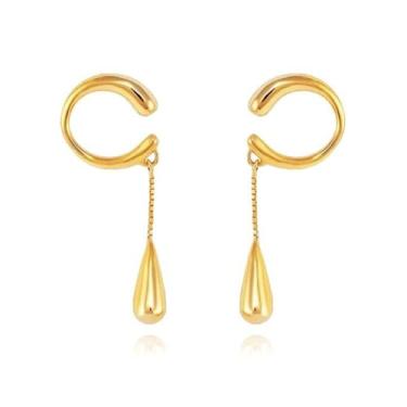 Imagem de XYAYOU Brincos de corrente Waterdrop para mulheres, minimalistas, não perfurados, pendurados, Medium, Acrílico, Sem pedra preciosa