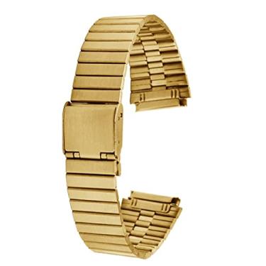 Imagem de KKFAUS Para Casio Pulseira de Aço A158 / A159 / A168 / A169 / B650 /AQ230/ 700 Acessórios de Relógio de Ouro Pequeno Boca Convexa 18mm Pulseira Preta (Cor: C ouro, Tamanho: 18mm)