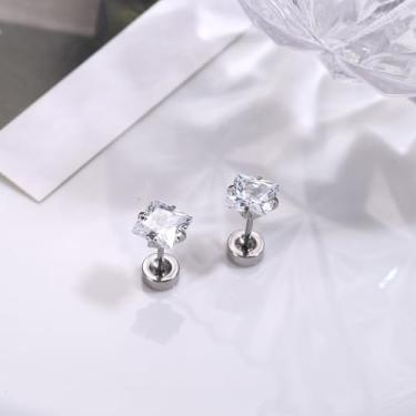 Imagem de Brincos pequenos de costas planas para mulheres e homens 20G cartilagem brincos de aço cirúrgico brincos pequenos de costas planas 2 mm/3 mm/4 mm/6 mm, 6MM, Aço inoxidável, Sem pedra preciosa