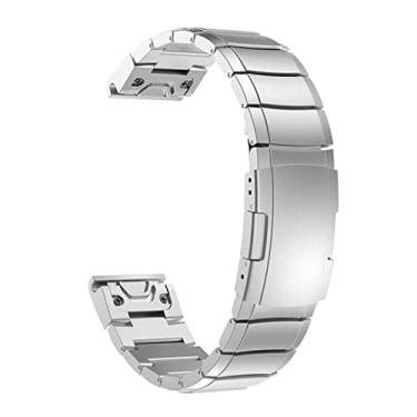 Imagem de AXTI Pulseira de aço inoxidável de ajuste rápido 22 26mm para Garmin Fenix 5 5X 6 6XPro 3HR/Solar/Enduro/Descent MK1 Mk2 Mk2i Pulseira de pulso (Cor: Prata, Tamanho: 26mm Descent Mk2i)