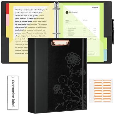 Imagem de Fichário de 3 anéis de 2,5 cm, fichários de couro com pranchetas, 18 divisórias stikers, fichário de três anéis KLLVE com suporte de caneta (preto, tamanho carta)