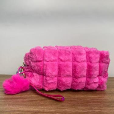 Imagem de Estojo Infantil Feminino Escolar Box Pelúciado Pompom Necessaire Viage