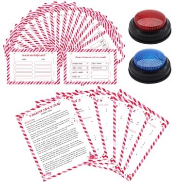 Imagem de 30 Pcs Valentine's Day Friendly Feud Game with 2 Answer Buzzers,Cupid Card Friendly Feud Quiz,Roomantic Feud Card Game for Adults Couples,Trivia Quiz,Fun Galentine's Day,Office, Team Building