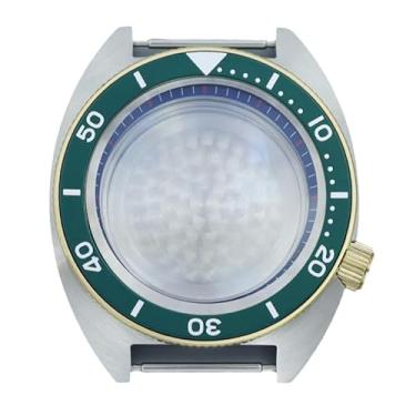 Imagem de FEIYASHI Caixa de relógio modificada à prova d'água de aço 10 ATM de 41 mm para NH35 NH34 NH36 Movimento SKX Abalone acessórios de relógio, Prata e ouro 5, Dark Black Chapter Ring, Caixa de relógio de