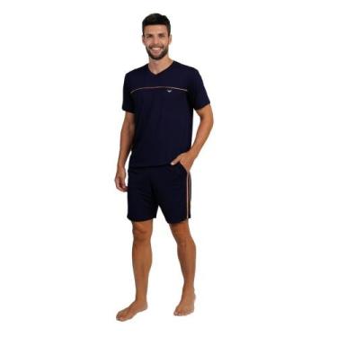 Imagem de Pijama Masculino Curto Viscolycra Marinho - 268052 - Podiun Sleepwear,