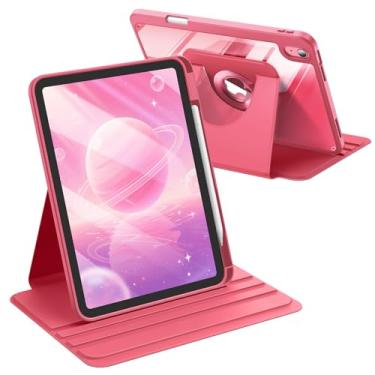 Imagem de Fintie Capa giratória de 360 graus para iPad (A16) 11ª geração de 11 polegadas (2025), iPad 10ª geração de 10,9 polegadas (2022) - Suporte protetor giratório transparente com suporte para lápis (rosa)