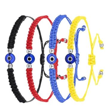 Imagem de MOONSTON Pulseiras para mulheres e homens olho turco corda ajustável cordão proteção sorte pulseiras oração aniversário amizade presente casal joias