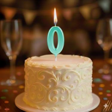 Imagem de Vela De Aniversário Pick Azul Tiffany Nº 0 Festas