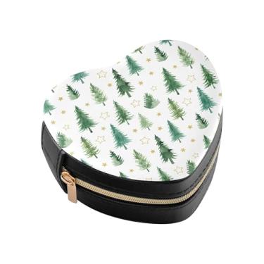 Imagem de Burbuja Caixa de joias em forma de coração de pinheiros, mini estojo de joias de viagem para mulheres e meninas, organizador portátil de armazenamento para brincos, anéis, colares e pulseiras