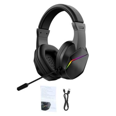 Imagem de Tangxi Fones de Ouvido Sem Fio, Fone de Ouvido para Jogos Com Drivers de 40 Mm, Microfone Omnidirecional e Luz LED, Almofadas de Espuma de Memória, para PC PS 5 (preta)