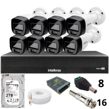 Imagem de Kit 8 Câmeras Intelbras 1220b Full Color  Dvr Mhdx 1016-c Intelbras Com Detecção De Movimentos Hd 2tb