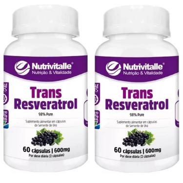 Imagem de KIT 02 TRANS RESVERATROL 600MG 60 CAPS NUTRIVITALLE