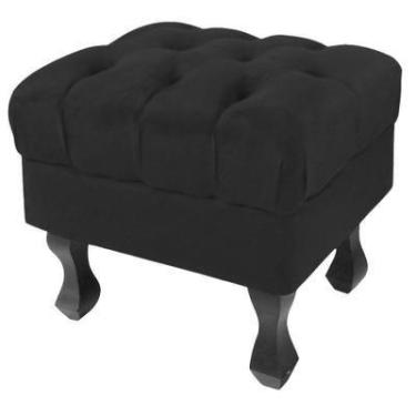 Imagem de Puff Retrô Luis XV Capitonê Suede Preto - D'Rossi