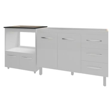Imagem de Balcão Armário Cozinha Gabinete De Pia 120 Cm Bruna E Balcão Para Fogão Cooktop 4 Bocas E Forno Evelyn Branco