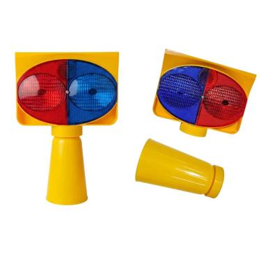Imagem de Cone Solar Sinalizador Duas Cores Obra Rodovia Alerta Avenida Estrada Transito Acidente Iluminaçao Segurança