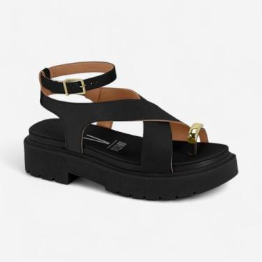 Imagem de Sandália Papete Vizzano De Dedo Preta, Preto, 38