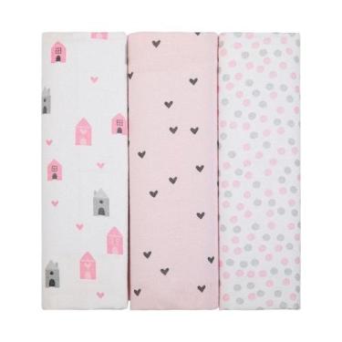 Imagem de Manta Cueiro Flanelado Papi 80x50cm Bebê Menina - Kit 3 Unidades Cor:C