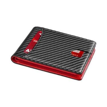 Imagem de Carteira Masculina Ultrafina Com Padrão De Fibra De Carbono RFID, Dobr