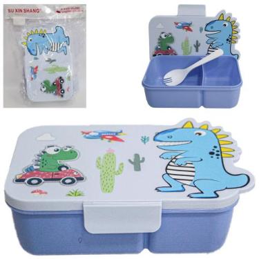 Imagem de Marmita Infantil Dinossauro com 2 Divisórias Colher e Garfo  Lancheira