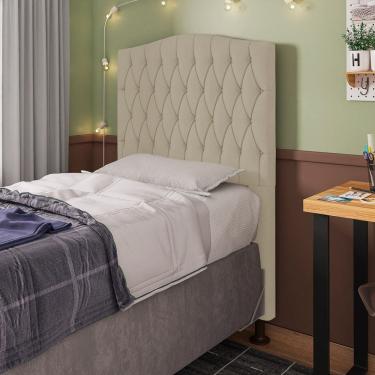 Imagem de Cabeceira Estofada Cama Box Solteiro Greta 90cm com Frame Corano Bege - Abmaza