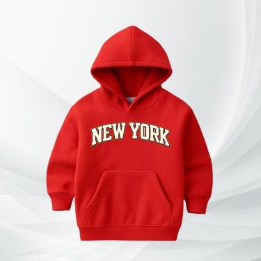 Imagem de Moletom Infantil New York com Capuz Moleton Flanelado Blusa de Frio Quentinha Confortável Criança-Unissex