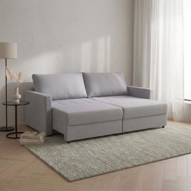 Imagem de Sofá-cama Retrátil e Reclinável com Baú 2 Lugares 200cm Utila Cinza
