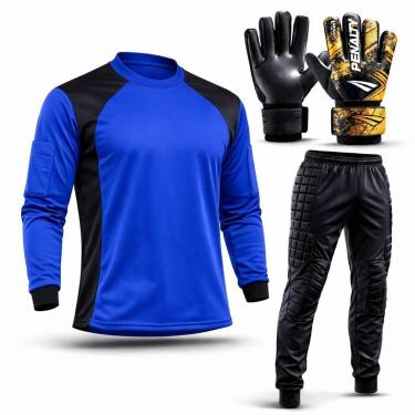 Imagem de Kit Goleiro Juvenil Camisa + Calça Acolchoada + Luva De Goleiro Penalty-Unissex