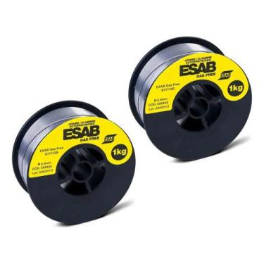 Imagem de Arame Solda Mig Uso Sem Gás 0,8mm 1kg Kit 2un Esab Gas Free - Congratu