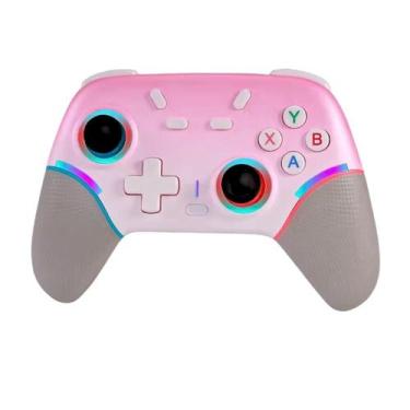 Imagem de Controle Gamer Sem Fio Compatível Switch Oled Lite Steam PC Cor:Rosa -