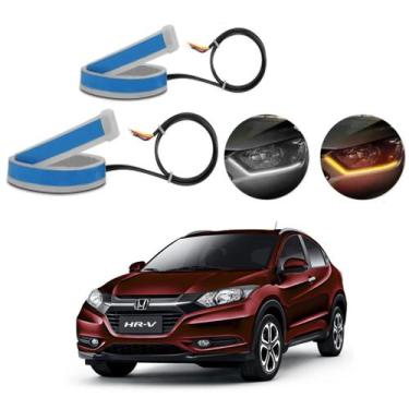 Imagem de Kit Fitas Led DRL Farol + Seta 12v 60cm Honda HR-V 2016 2017 2018 2019