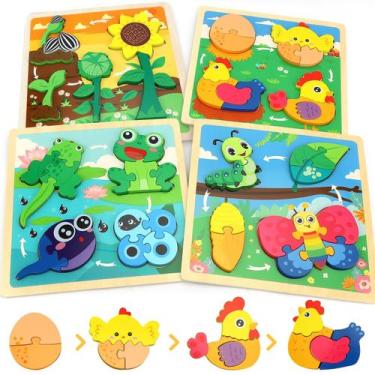 Imagem de Puzzle TOY Life Cycle Toy, pacote com 4 brinquedos de madeira, criança