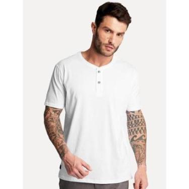 Imagem de Camiseta King & Joe Masculina Botão Pima Touch Henley Branca-Masculino