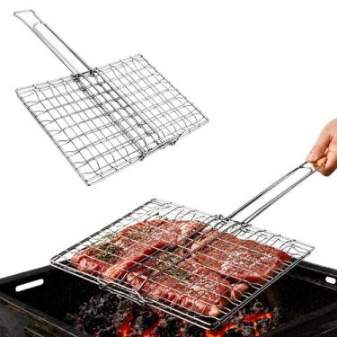 Imagem de Grelha Dupla Folha Para Churrasco Peixe Frango Linguiça 63 x 33cm - CL