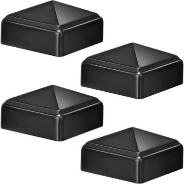 Imagem de Capas para postes de cerca Pelopy em alumínio 5x5 cm pretas, 4 unidade